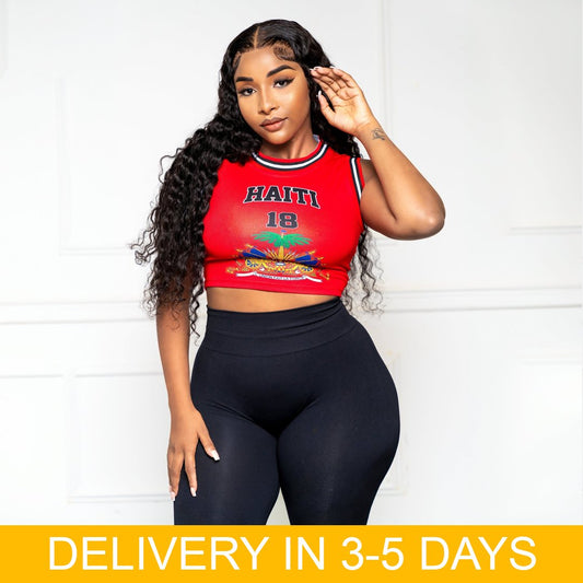 01-Crop Top Basketball-Red - Haitianbuy