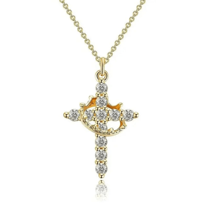 01 - Cross crown necklace - Haitianbuy
