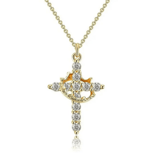 01 - Cross crown necklace - Haitianbuy