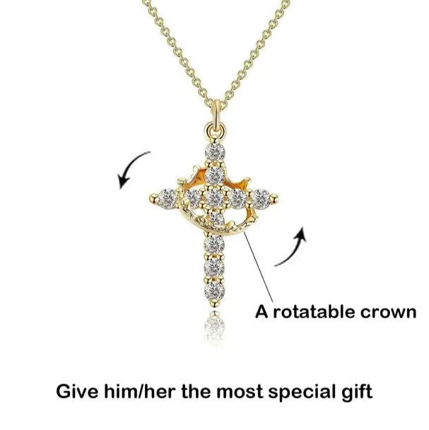 01 - Cross crown necklace - Haitianbuy