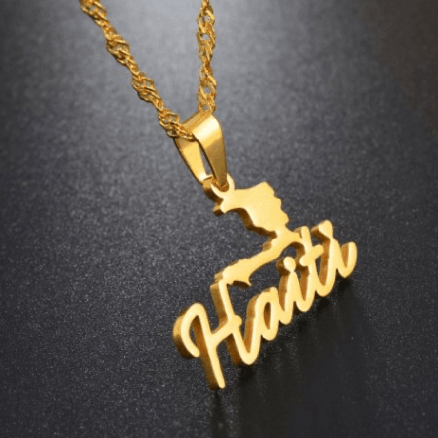 01 - Haiti Map Anklet Heart Foot Chain - Haitianbuy