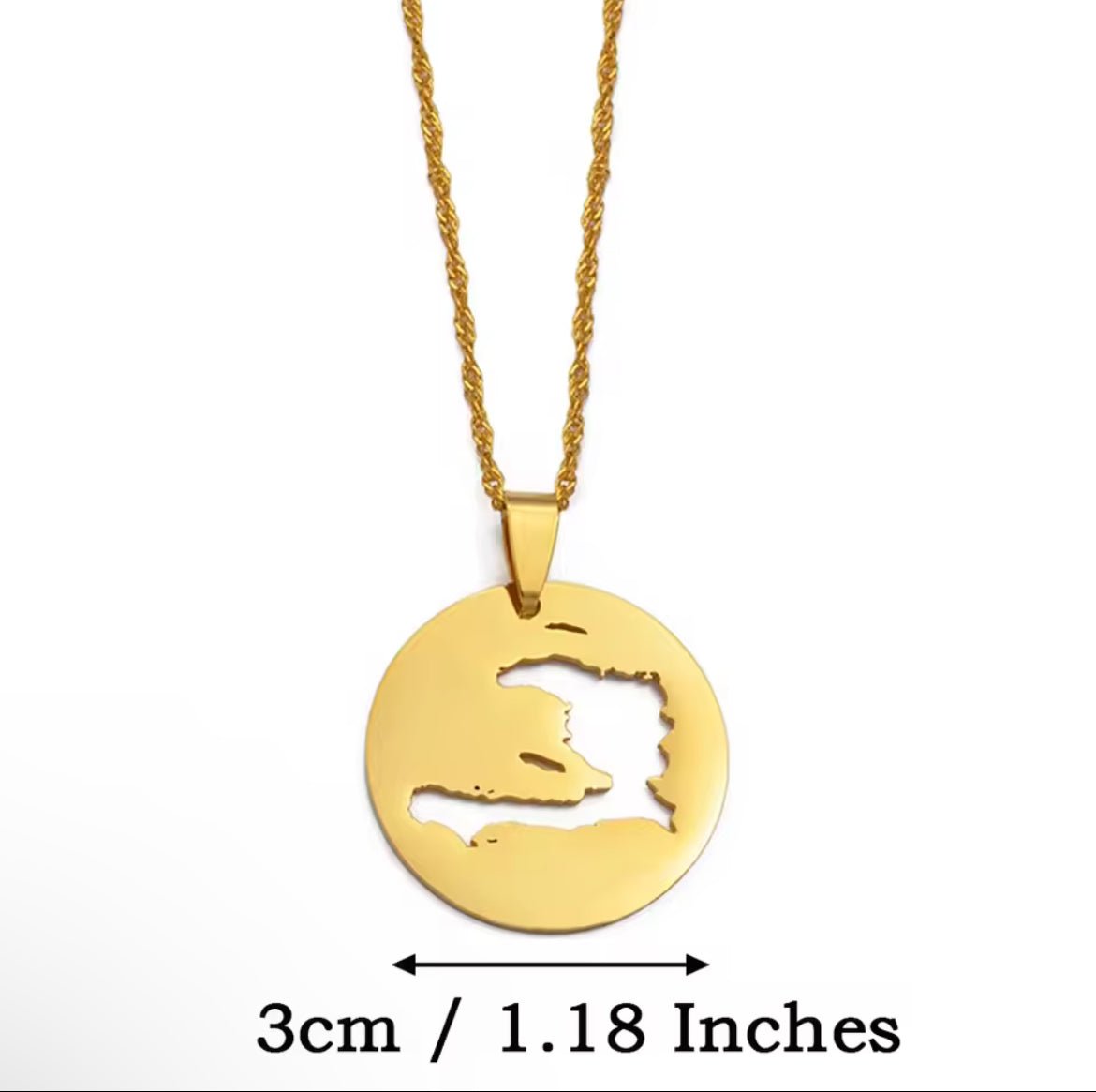 01 - Haiti Map Round Pendant Necklaces - Haitianbuy