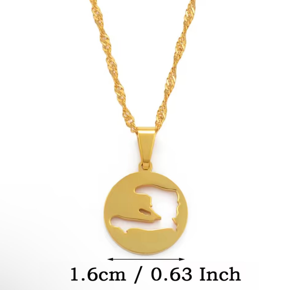 01 - Haiti Map Round Pendant Necklaces - Haitianbuy