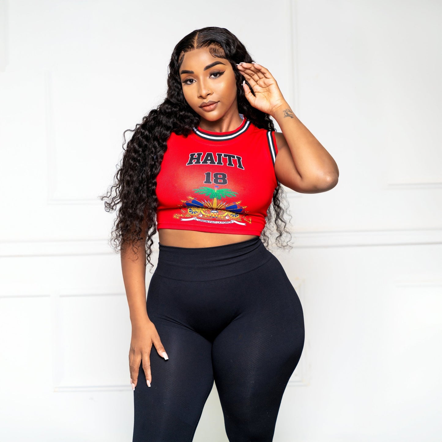 02-Crop Top Basketball-Red - Haitianbuy