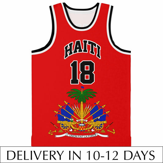 12-HAITI RED Basketball jersey - Haitianbuy