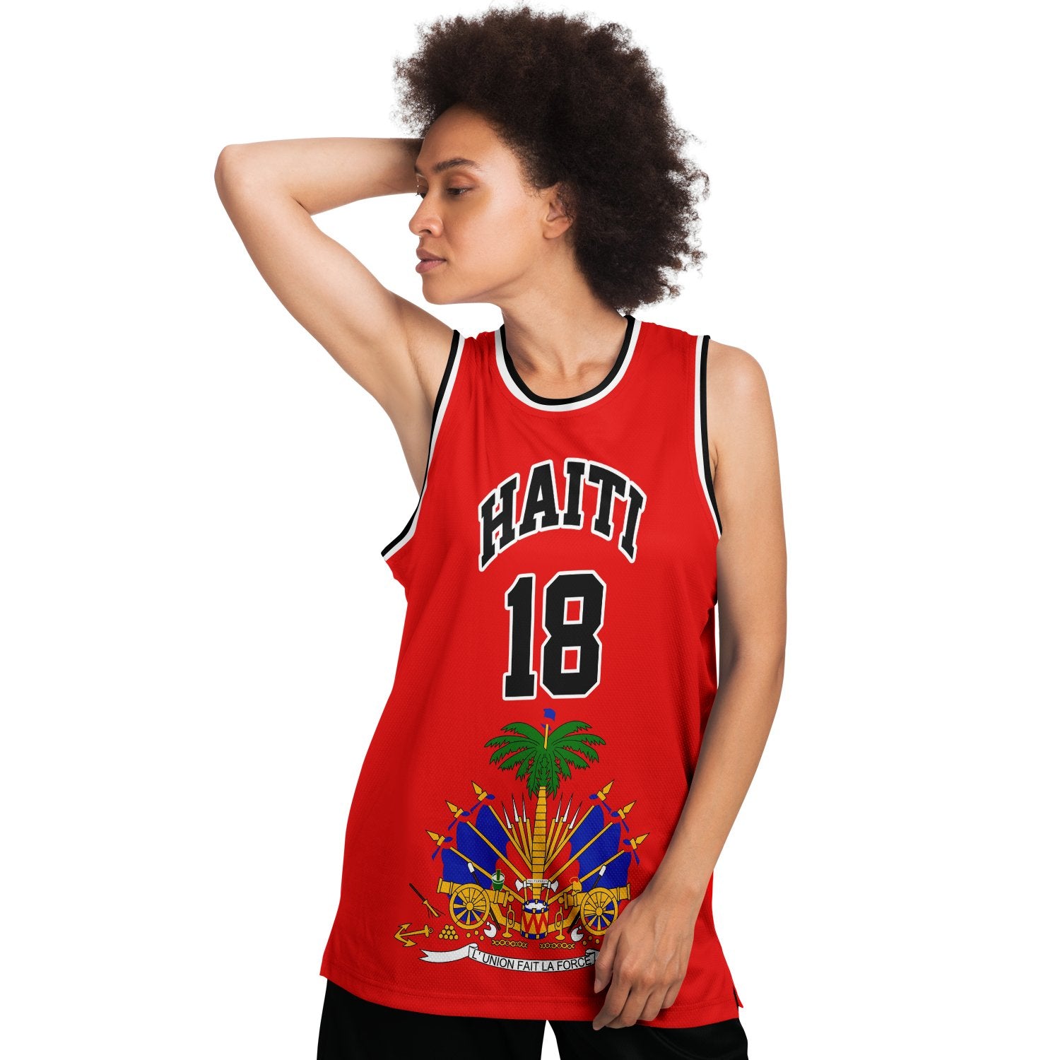 12-HAITI RED Basketball jersey copy - Haitianbuy