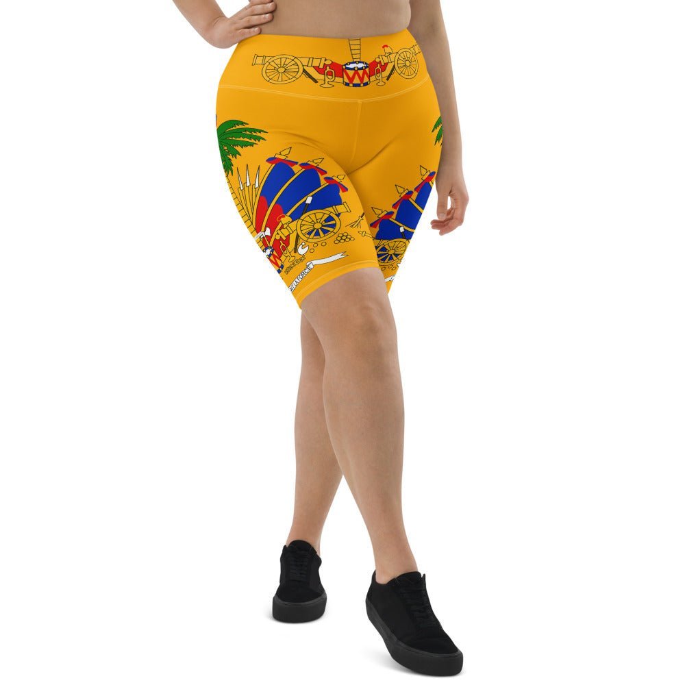 COAT OF ARM OF HAITI Biker Shorts- YELLOW - Haitianbuy
