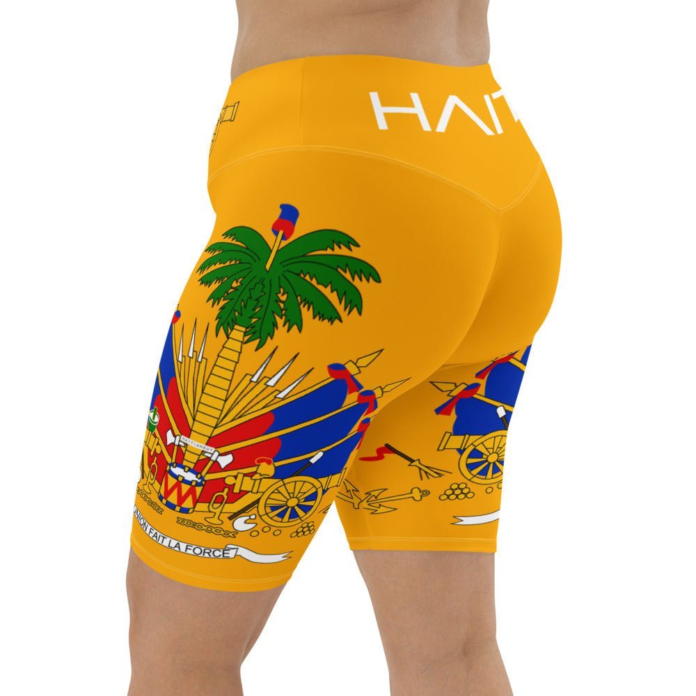 COAT OF ARM OF HAITI Biker Shorts- YELLOW - Haitianbuy