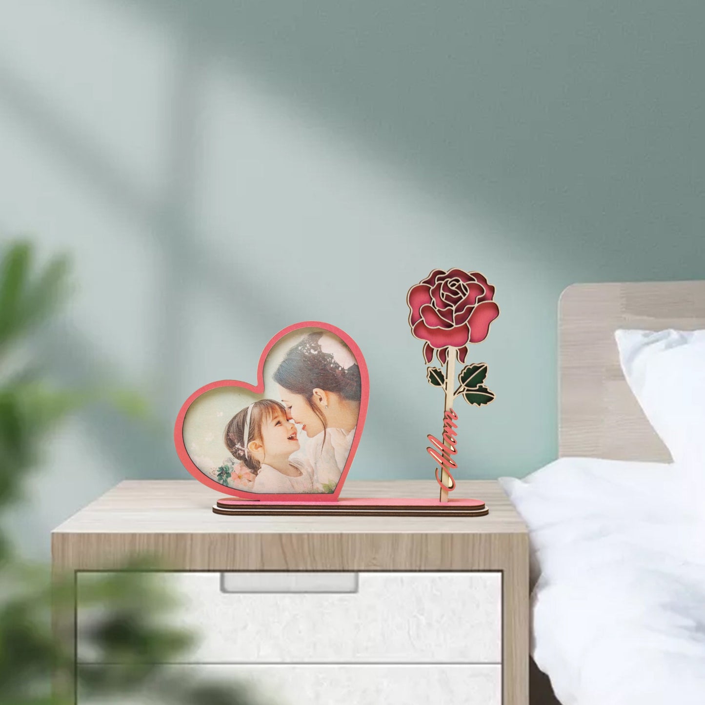 Couple Wood Heart Shape Photo Frame - Haitianbuy