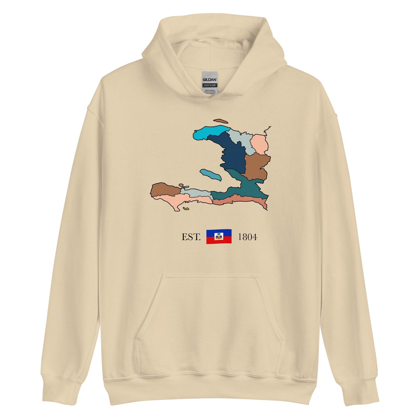 01-Haiti Map Unisex Hoodie Sand - Haitianbuy