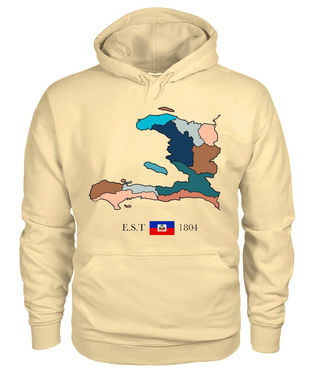 01-Haiti Map Unisex Hoodie Sand - Haitianbuy