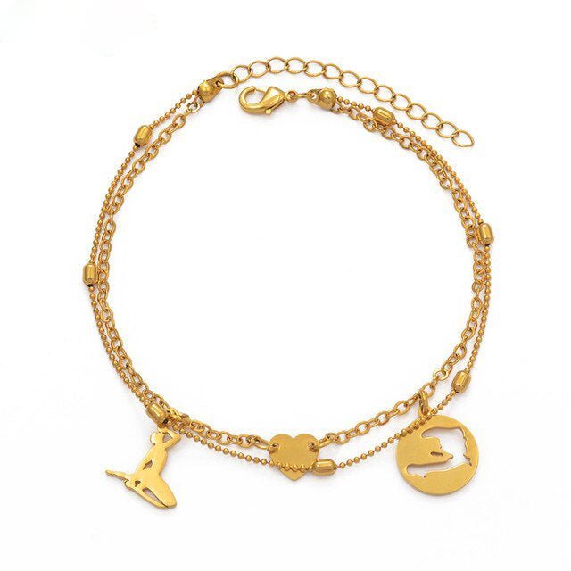 07-The Haiti Map Anklet Heart Foot Chain - Haitianbuy