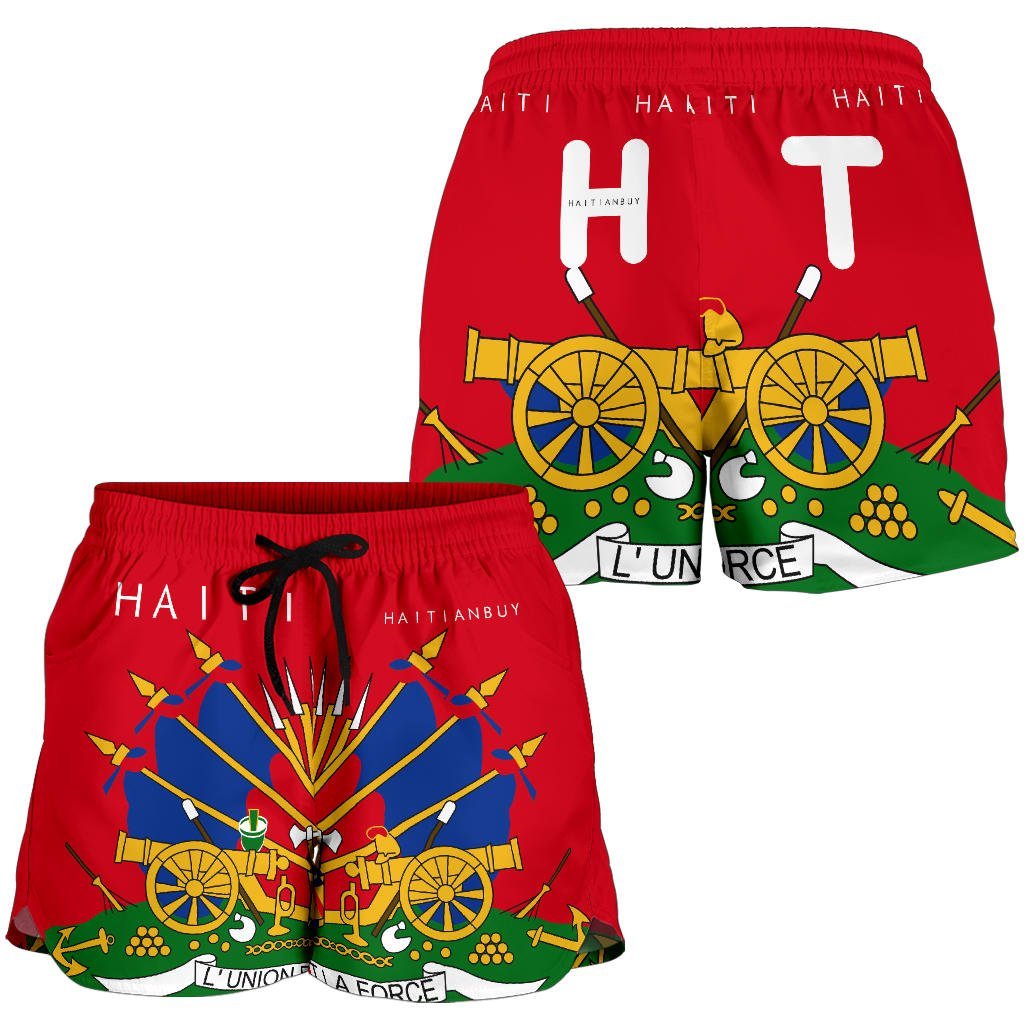 14-HT COAT OF ARMS OF HAITI Short Women -RED - Haitianbuy