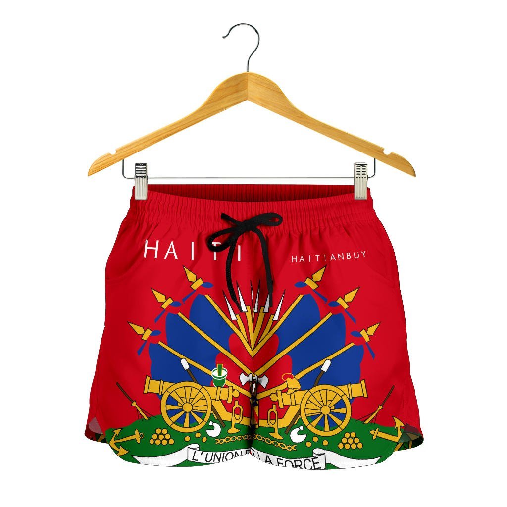 14-HT COAT OF ARMS OF HAITI Short Women -RED - Haitianbuy