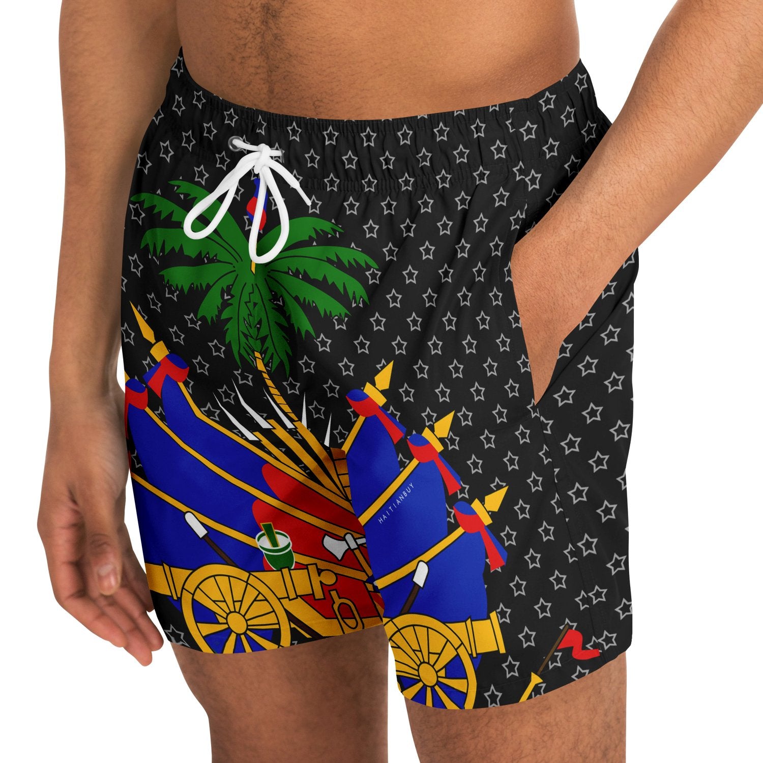 33-COAT OF ARM OF HAITI Star Swim Trunks Men - Haitianbuy