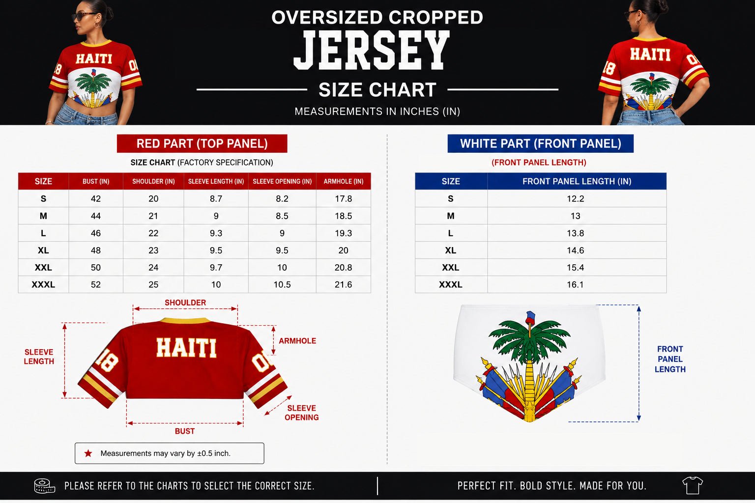 00 - Haiti Cropped Jersey Top – 1804 Edition (Co) - Haitianbuy