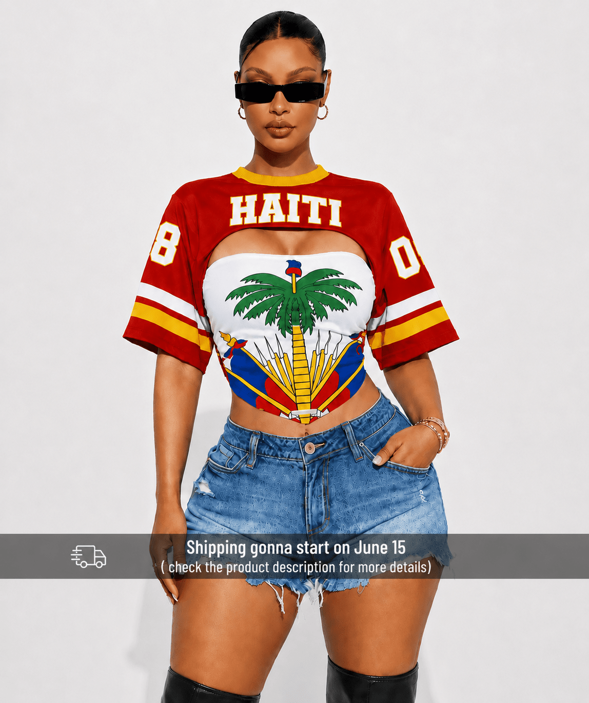 00 - Haiti Cropped Jersey Top – 1804 Edition (Co) - Haitianbuy