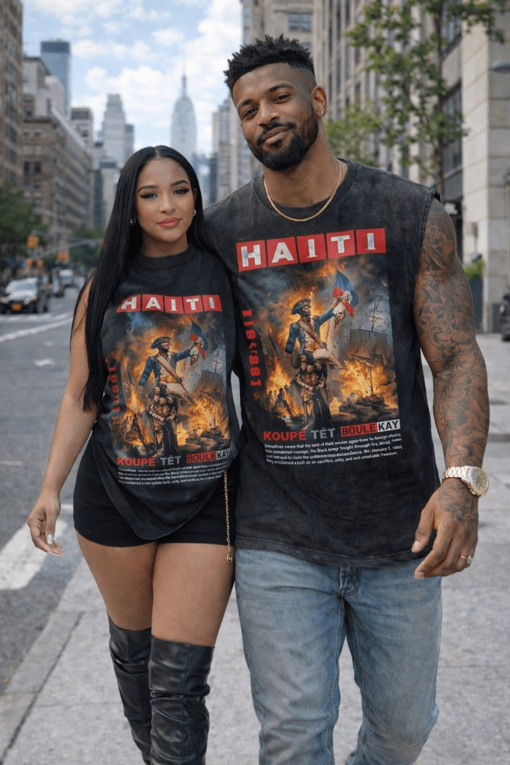 00 - Koupé Tèt, Boulé Kay — Sleeveless Vintage Tee (Black) - Haitianbuy