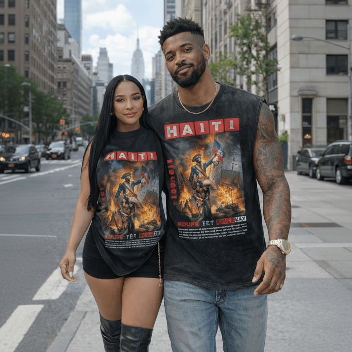 00 - Koupé Tèt, Boulé Kay — Sleeveless Vintage Tee (Black) - Haitianbuy
