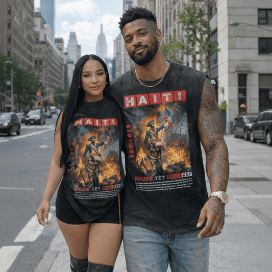 00 - Koupé Tèt, Boulé Kay — Sleeveless Vintage Tee (Black) - Haitianbuy