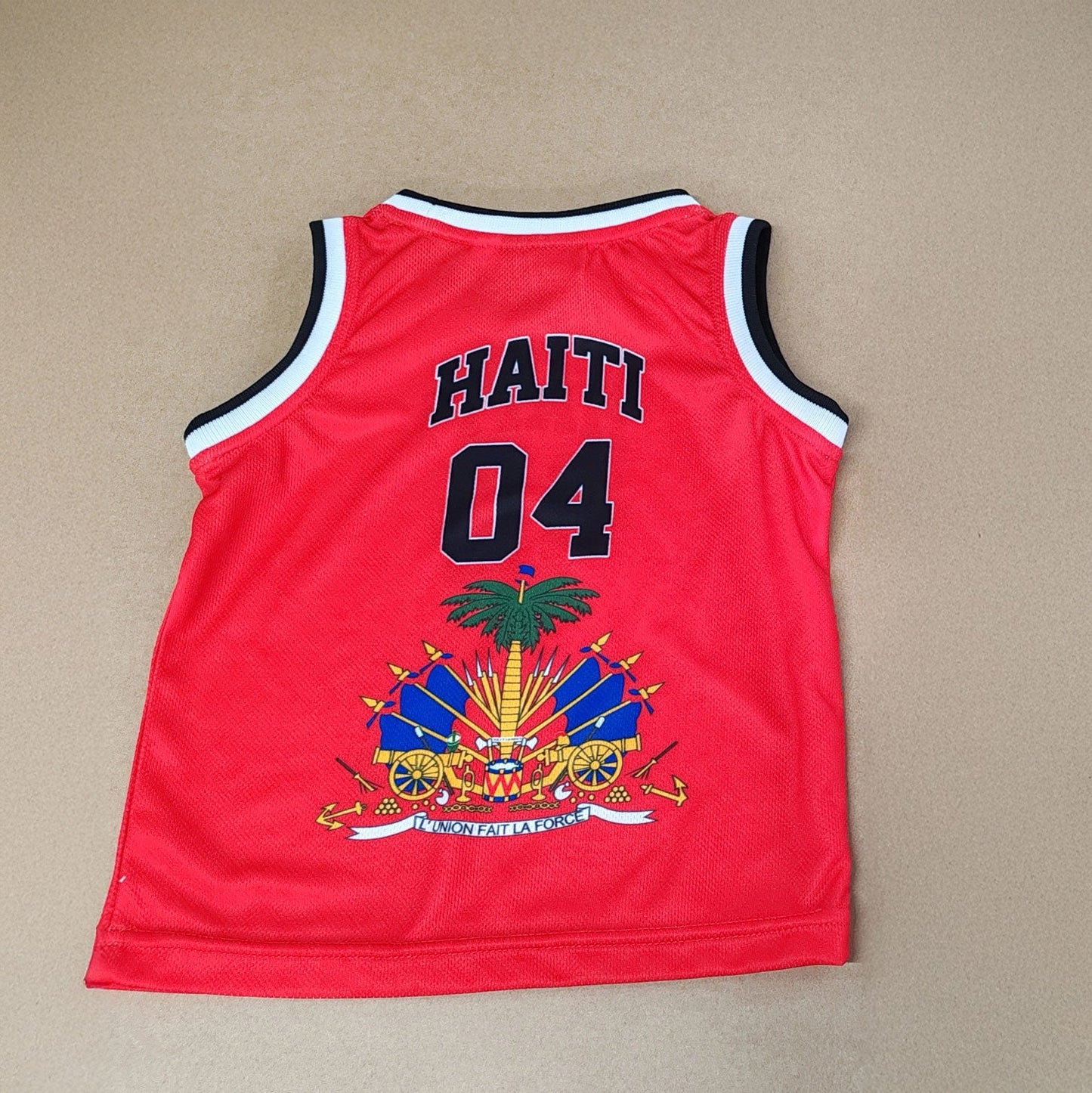 01 - A - Toddler Haiti Basketball Jersey & Shorts Set (Red/White) - Haitianbuy