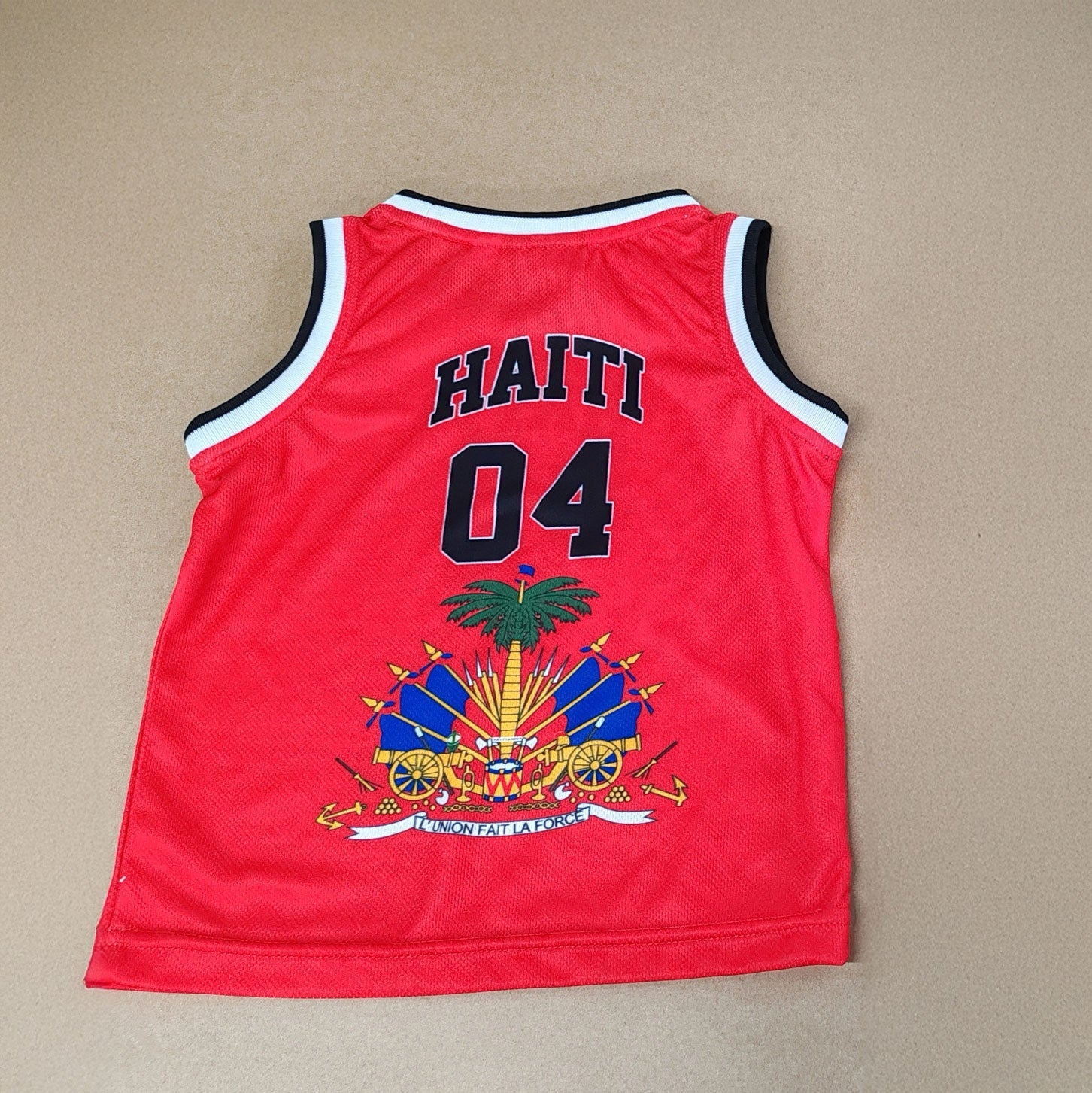 01 - A - Toddler Haiti Basketball Jersey & Shorts Set (Red/White) - Haitianbuy