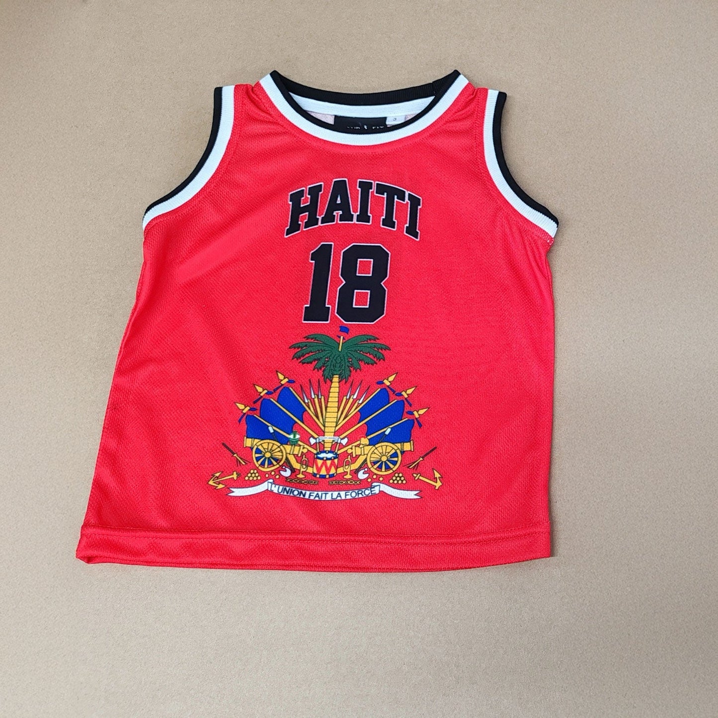 01 - A - Toddler Haiti Basketball Jersey & Shorts Set (Red/White) - Haitianbuy