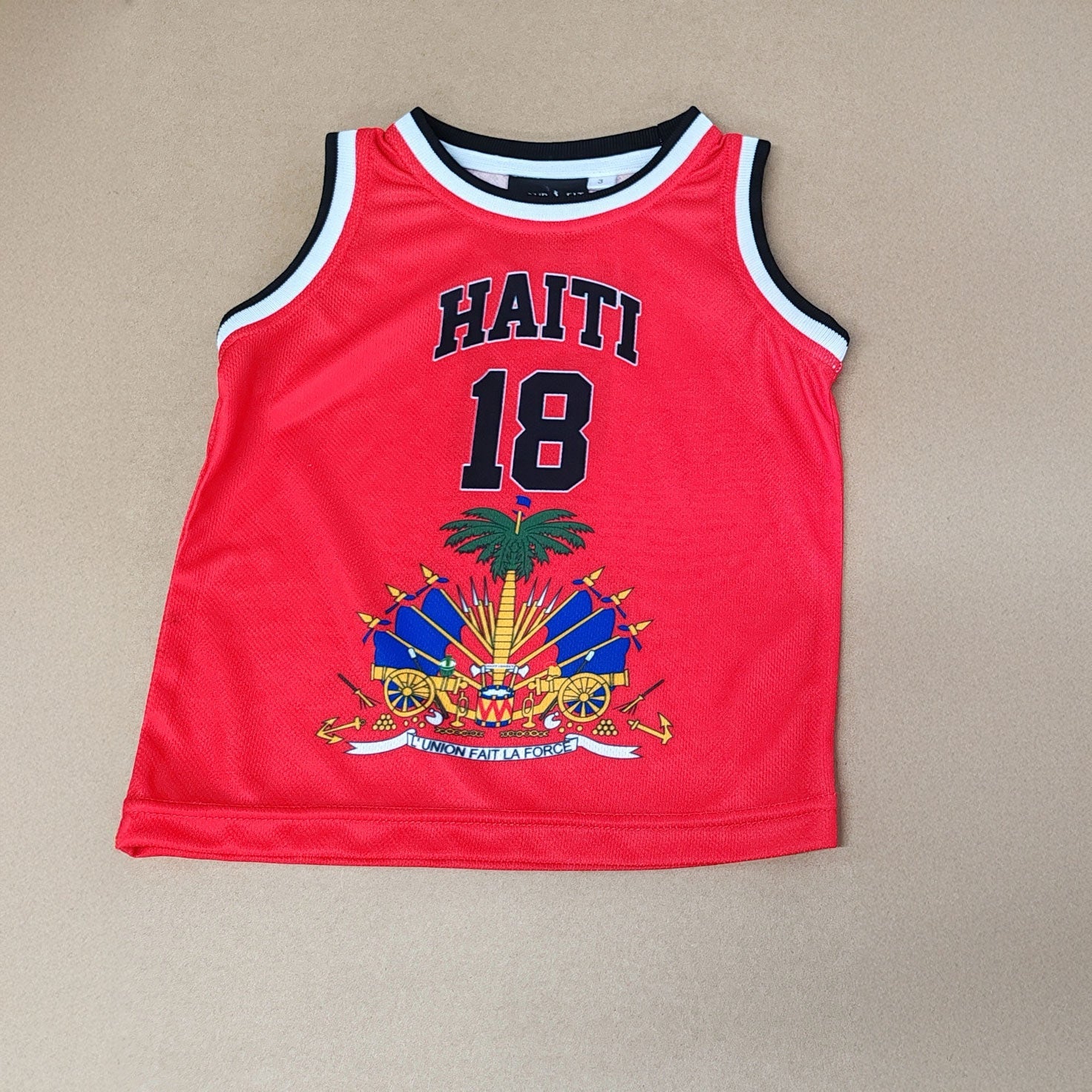 01 - A - Toddler Haiti Basketball Jersey & Shorts Set (Red/White) - Haitianbuy