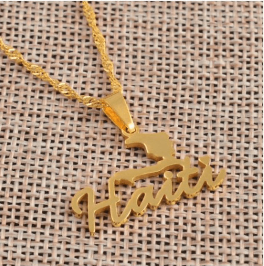 01 - Haiti Map Anklet Heart Foot Chain - Haitianbuy