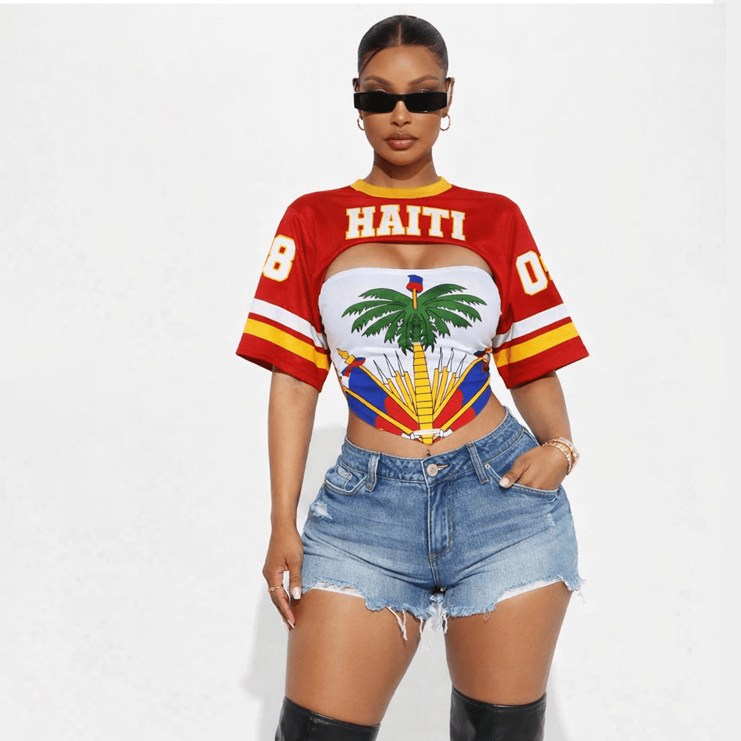 01001 - Haiti Cropped Jersey Top – 1804 Edition - Haitianbuy
