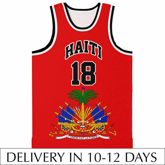12-HAITI RED Basketball jersey - Haitianbuy