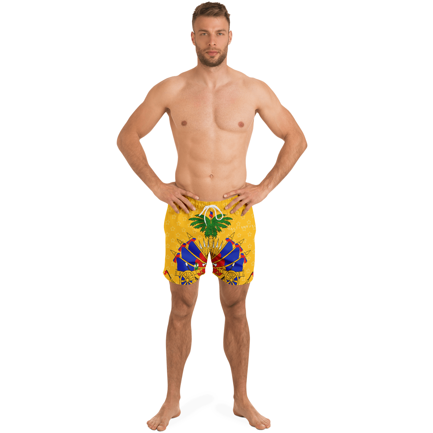 36 - Coat of Arms of Haiti - Star Swim Trunks Men - 1 - Haitianbuy