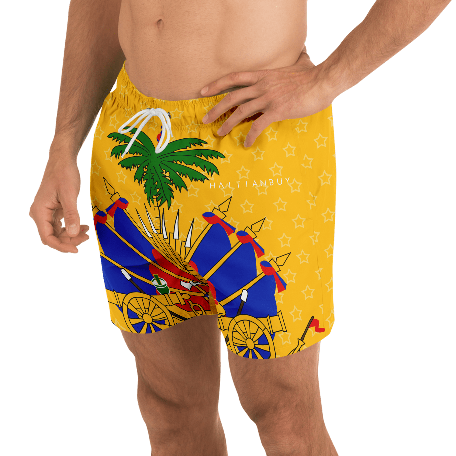 36 - Coat of Arms of Haiti - Star Swim Trunks Men - 1 - Haitianbuy