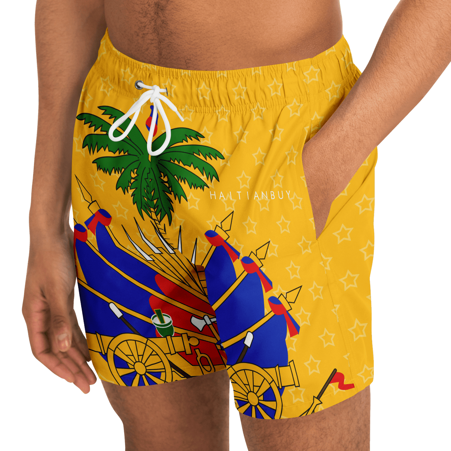 36 - Coat of Arms of Haiti - Star Swim Trunks Men - 1 - Haitianbuy