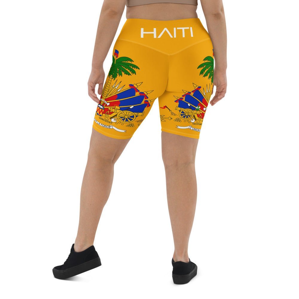 COAT OF ARM OF HAITI Biker Shorts- YELLOW - Haitianbuy