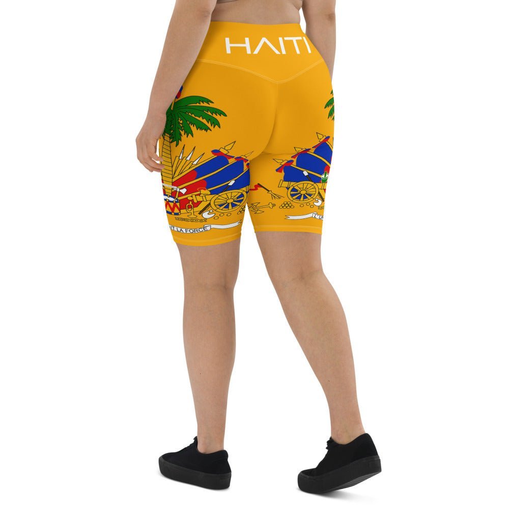 COAT OF ARM OF HAITI Biker Shorts- YELLOW - Haitianbuy