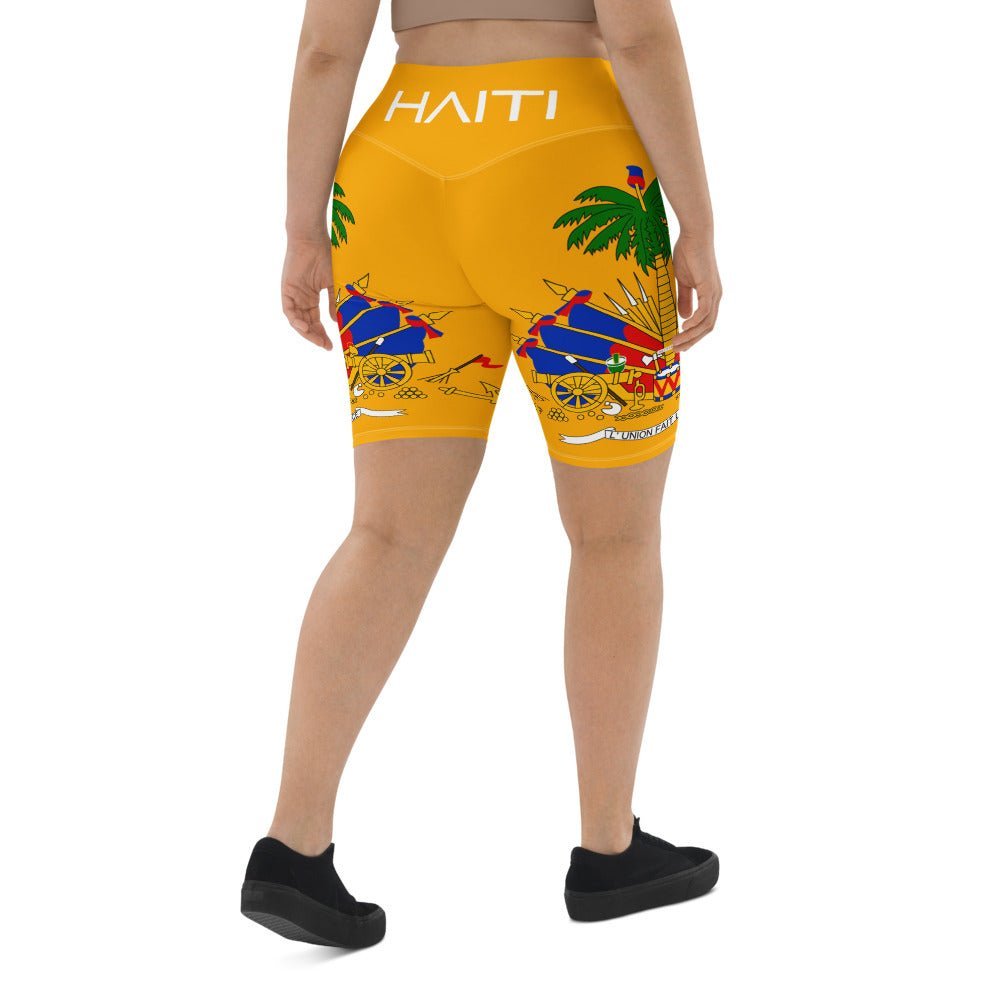 COAT OF ARM OF HAITI Biker Shorts- YELLOW - Haitianbuy