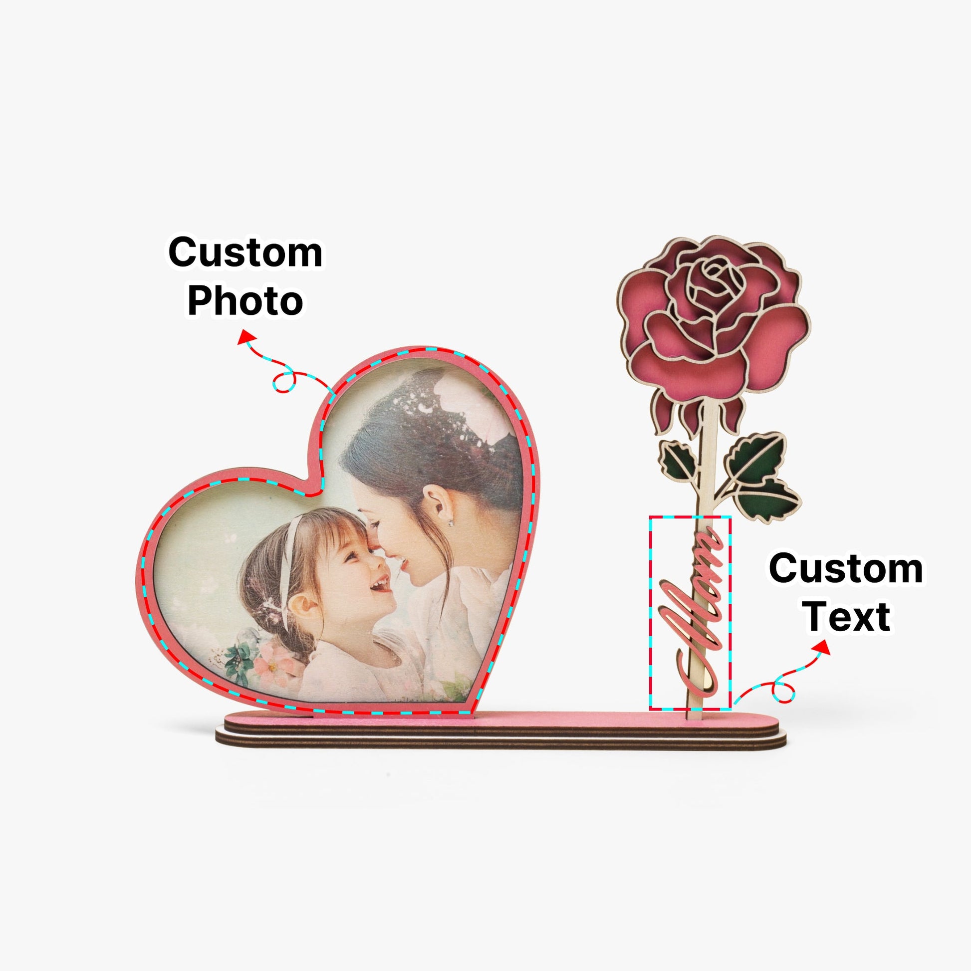 Couple Wood Heart Shape Photo Frame - Haitianbuy