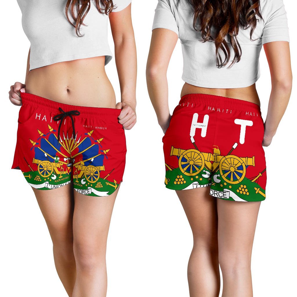 14-HT COAT OF ARMS OF HAITI Short Women -RED - Haitianbuy