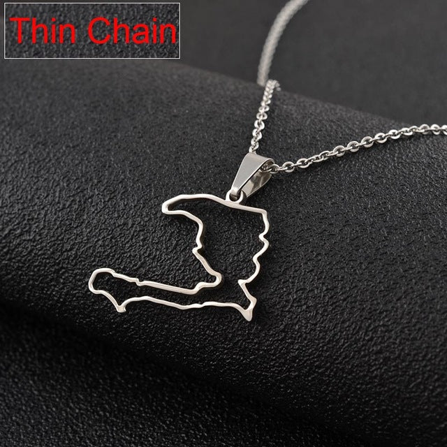 Contour Haiti Map Pendant Necklaces - Haitianbuy