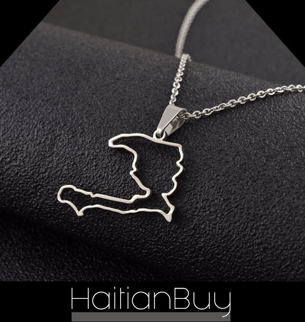 Contour Haiti Map Pendant Necklaces - Haitianbuy