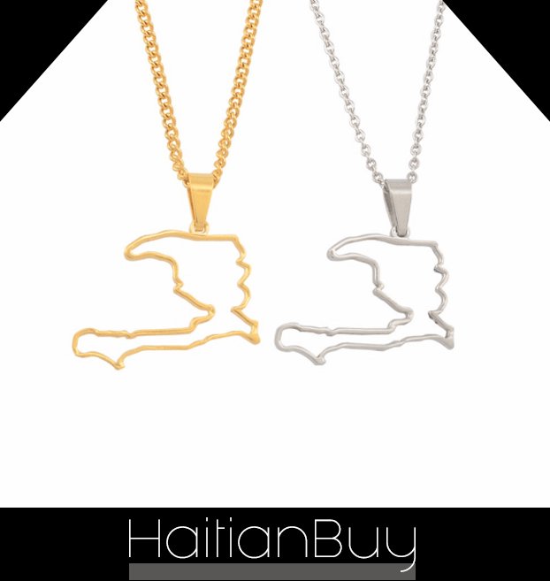 Contour Haiti Map Pendant Necklaces - Haitianbuy