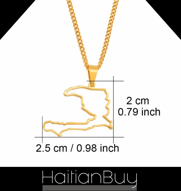 Contour Haiti Map Pendant Necklaces - Haitianbuy