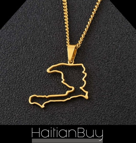 Contour Haiti Map Pendant Necklaces - Haitianbuy